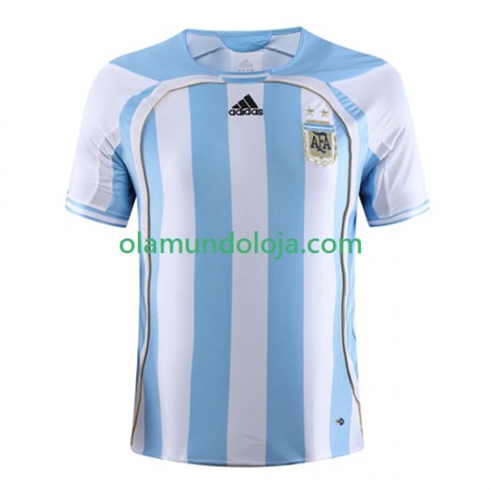 Camisola Argentina Retro Homem Equipamento Primeiro 2006 Manga Curta